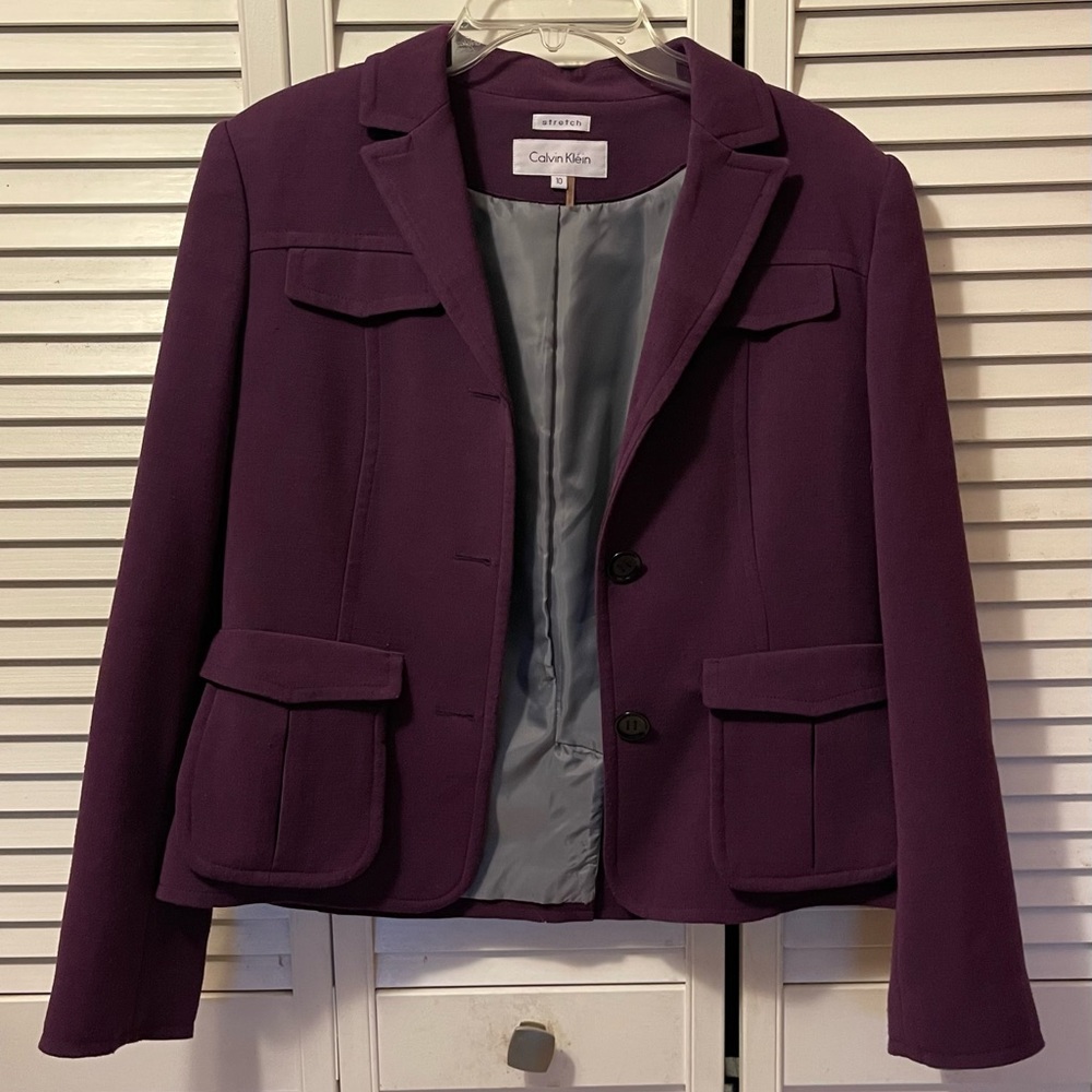 Calvin Klein Eggplant Jacket | Tailored Chic | Rich Purple | Size 10
